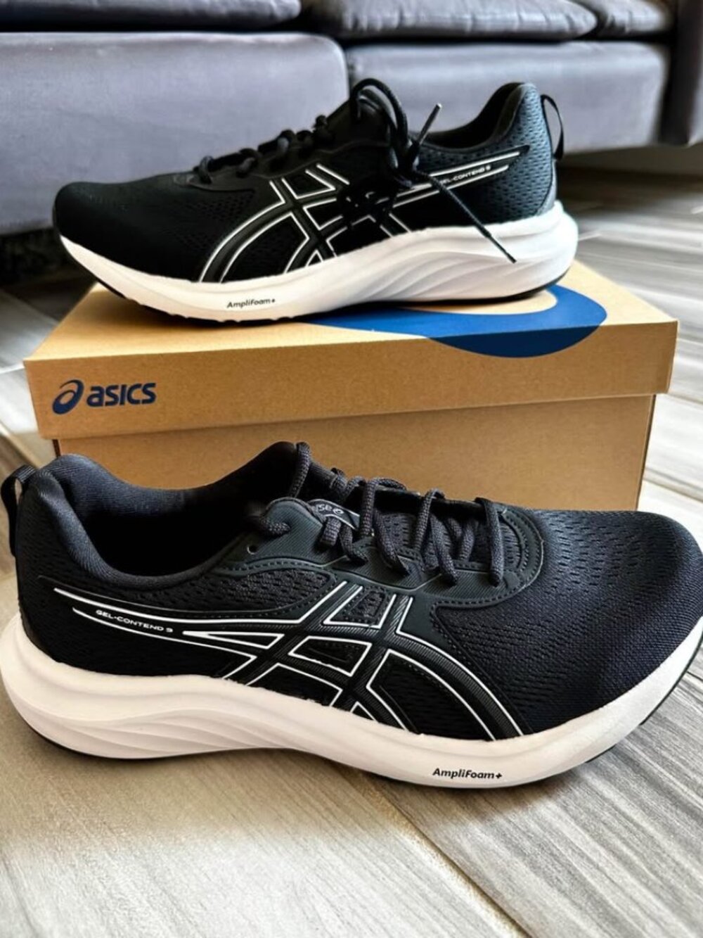 Men's Asics GEL-Contend 9 Running Shoes - Extra Wide Width Black/White